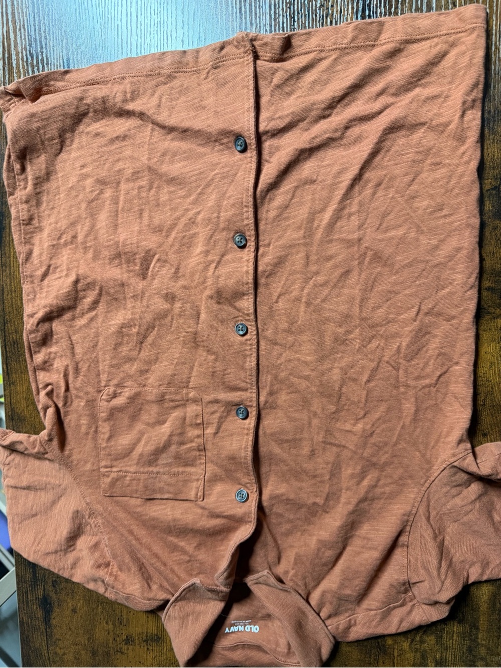 Old Navy Men's Rust Orange Short-Sleeve Button-Up Shirt